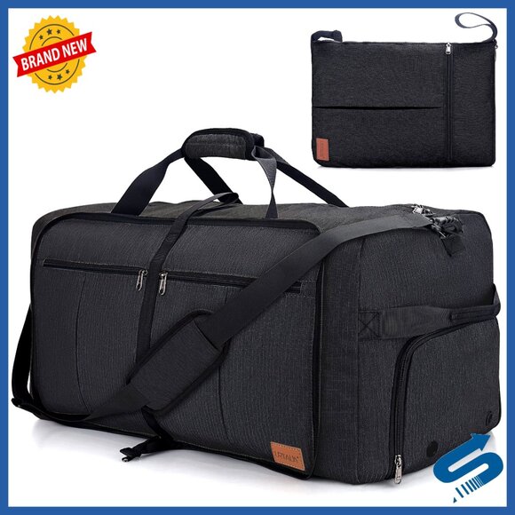 100L Foldable Travel Duffle Bag with Shoe Compartment Waterproof Tear Resistant